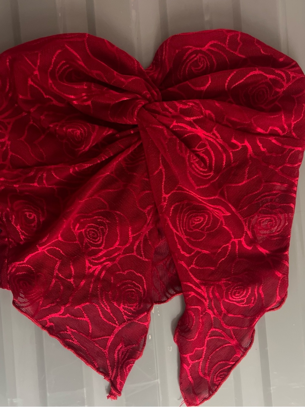 SHEIN Red Rose Jacquard Scarf Wrap